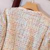 Women's Lamb Wool Blend Round Neck Tweed Jacket