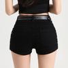 Korean-Style Sexy High-Waisted Rivet Denim Hot Pants - Plus Size, Hip-Hugging Summer Shorts for Women 2025