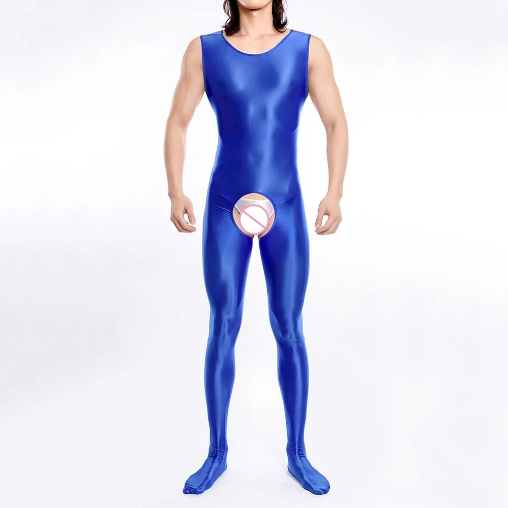 Body da uomo sottile, grande, lucido, lustroso, setoso, aderente, con cavallo aperto, tuta sexy, biancheria intima intima, abbigliamento per il sesso, body da discoteca