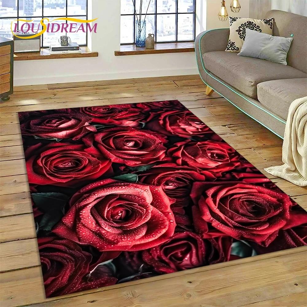

Rose Flowers Nordic Love Romantic Rug Carpet for Living Room Bedroom Home Decor,Floor Mat Non-slip Decoration for Sofa Doormat 40x60cm( 15x23in )
