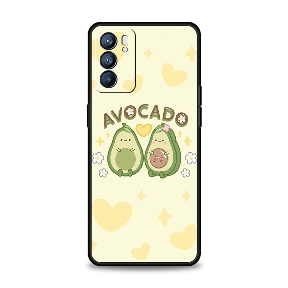 Cute Avocado Phone Case For Oppo Reno 13 12 11 10 7 F Find X5 X6 A98 A80 A79 A78 A57 A54 A31 A17 Pro 5G Soft TPU Cover Funda Bag