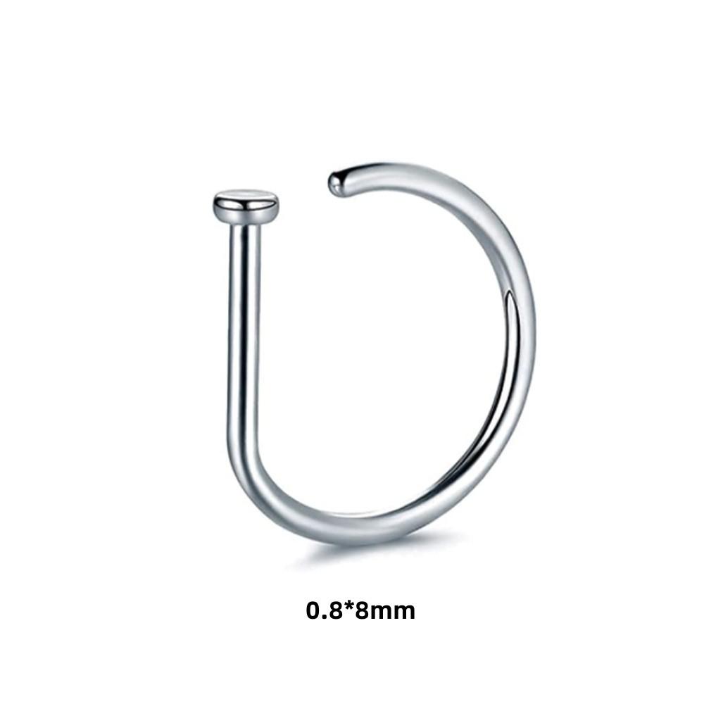 Stainless Steel D-Shaped Fake Nose Ring Tragus Helix Stud Septum Hoop Earring