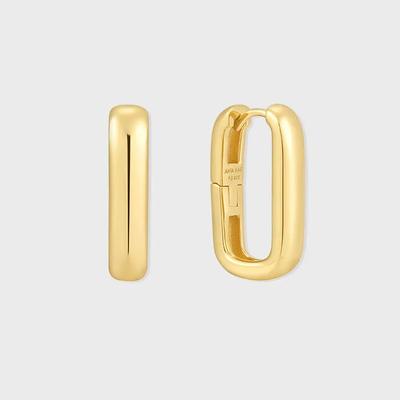 Wide Paper Clip 925 Silver Earrings E058-08G.