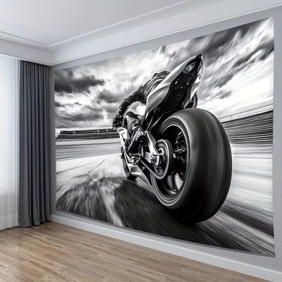 Speed Sportrad Wandteppich Monochrom Motorrad Wandkunst Dekor für Wohnzimmer