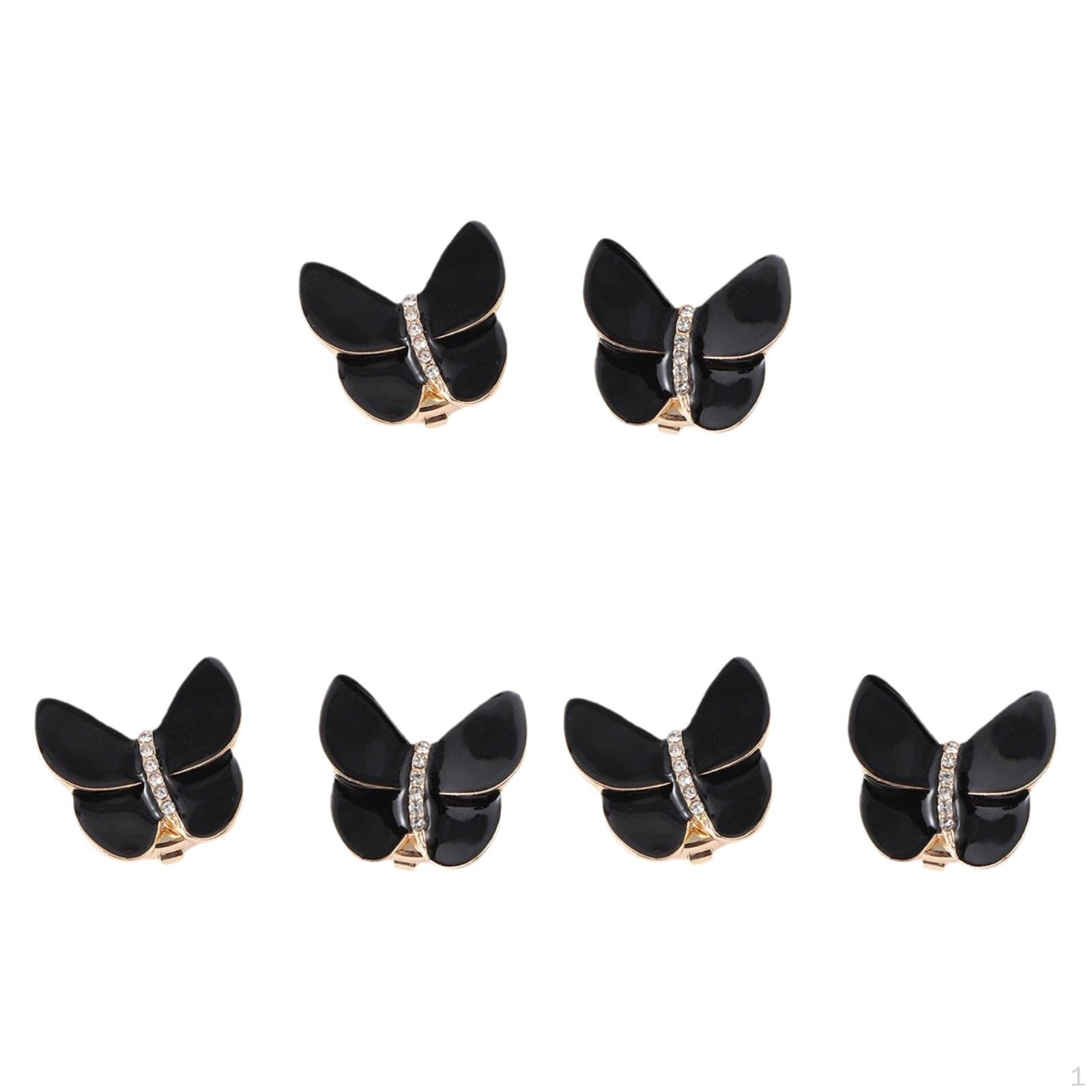 

6 шт. Запонки для рубашек в виде бабочек, блестящие запонки, аксессуары для официальной одежды чёрный