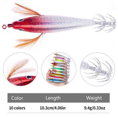 9GLuminous Horizontal Squid Hook10CMBionic Wood Shrimp Fake Bait Essential for Sea Fishing and Freshwater Night Fishing