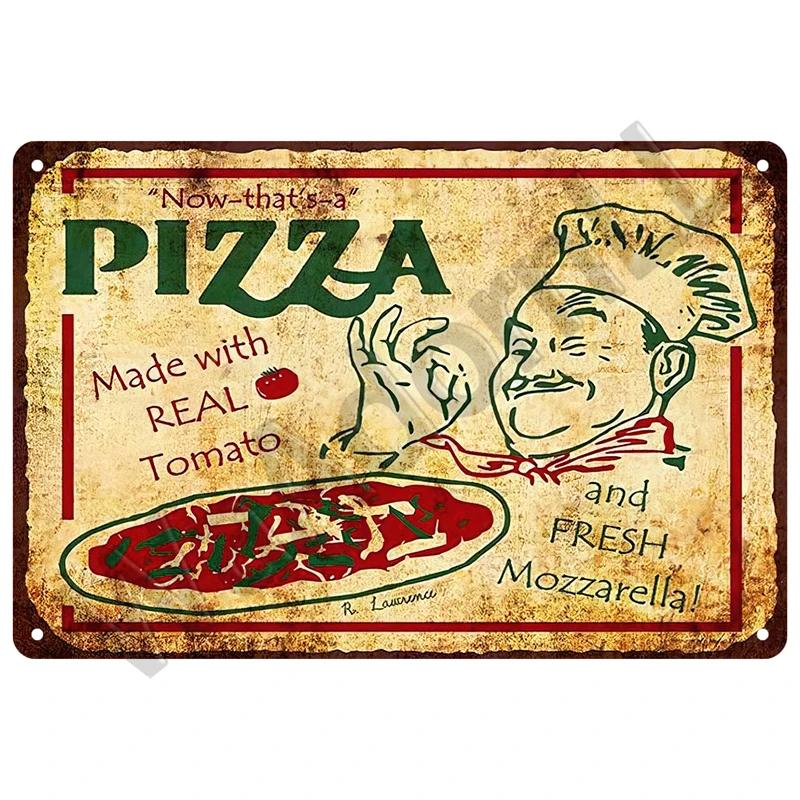 Talíř Nástěnné Umění Pizza Zóna Plaketa Skvělé Jídlo Vintage Kovová Značka Hospoda Bar Domácí Dekorace Nejlepší Domácí Plakát Plechová Značka Dekorace Klub