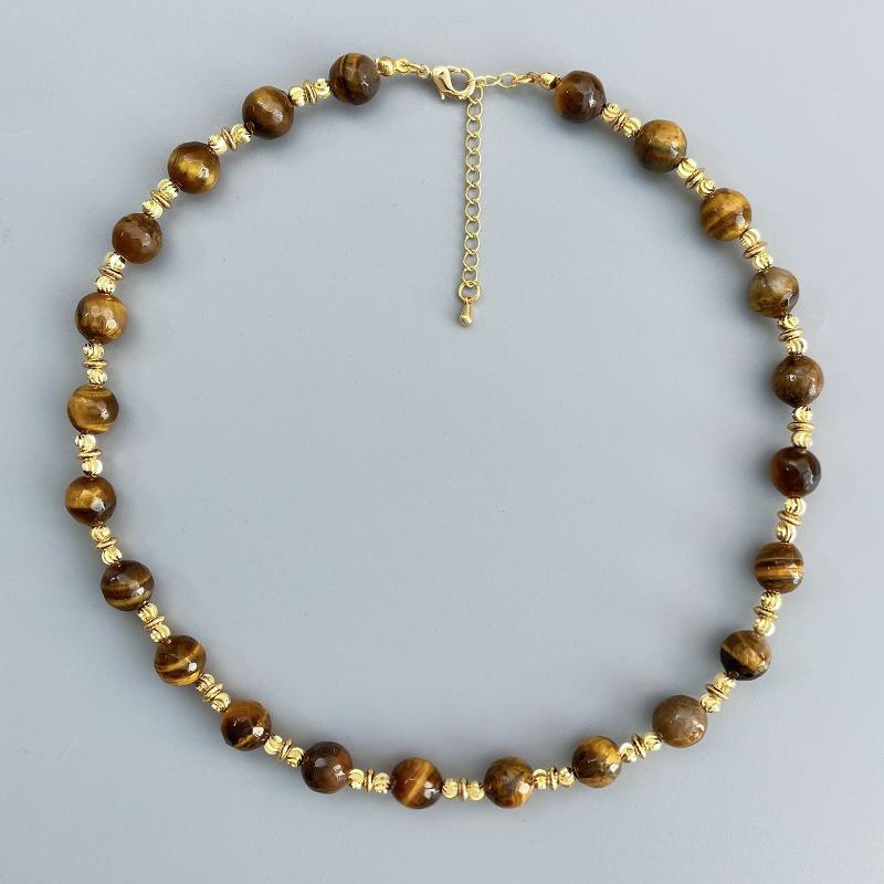 

Tiger s eye beaded necklace - luxurious, high-end, vintage, unique, versatile, and elegant choker