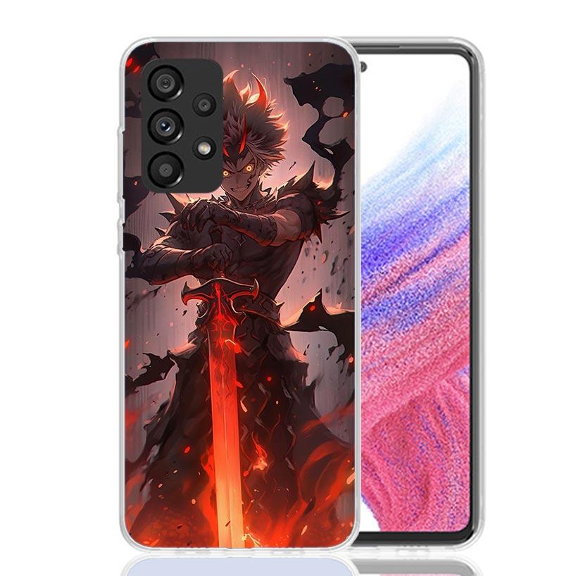 Black C-Clovers Anime Phone Case For Samsung Galaxy A52 A32 A22 A12 A02S A50S A30S A51 A31 AA71 Note 20 Ultra 10 S10 Plus Galaxy