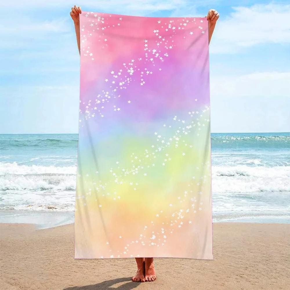 Rainbow Striped Beach Towel Lightweight Microfiber Pool Towels Quick Dry Soft Summer Beach Towel Swimming Towel For Adults Kids