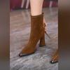 Women Ankle Boots 2024 Shallow Spring Autumn Winter Pointed Toe Designer Ladies Short Back Zip Sexy Suede High Heels Mom Shoes