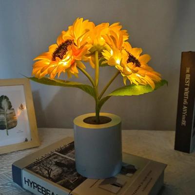 3 LED Nachtlicht Wiederaufladbar Sonnenblumenlichter Innenbeleuchtung Schlafzimmer Nachttisch Schreibtisch Dekoration Tischlampe Nachtlichter