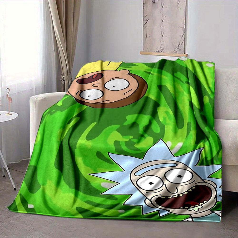 1 pezzo Coperta Rick and Morty Leggera in Flanella Plaid per Divano, Letto, Viaggio, Campeggio, Soggiorno, Ufficio, Divano, Sedia e Letto