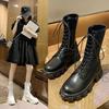 Short women's autumn and winter new lace-up Martin star round head thick-soled medium British style women