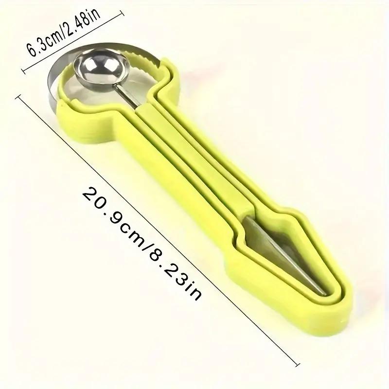 

4-в-1 набор для нарезки фруктов и шаров: арбузный шар, нож для нарезки фруктов и кухонные принадлежности зелёный