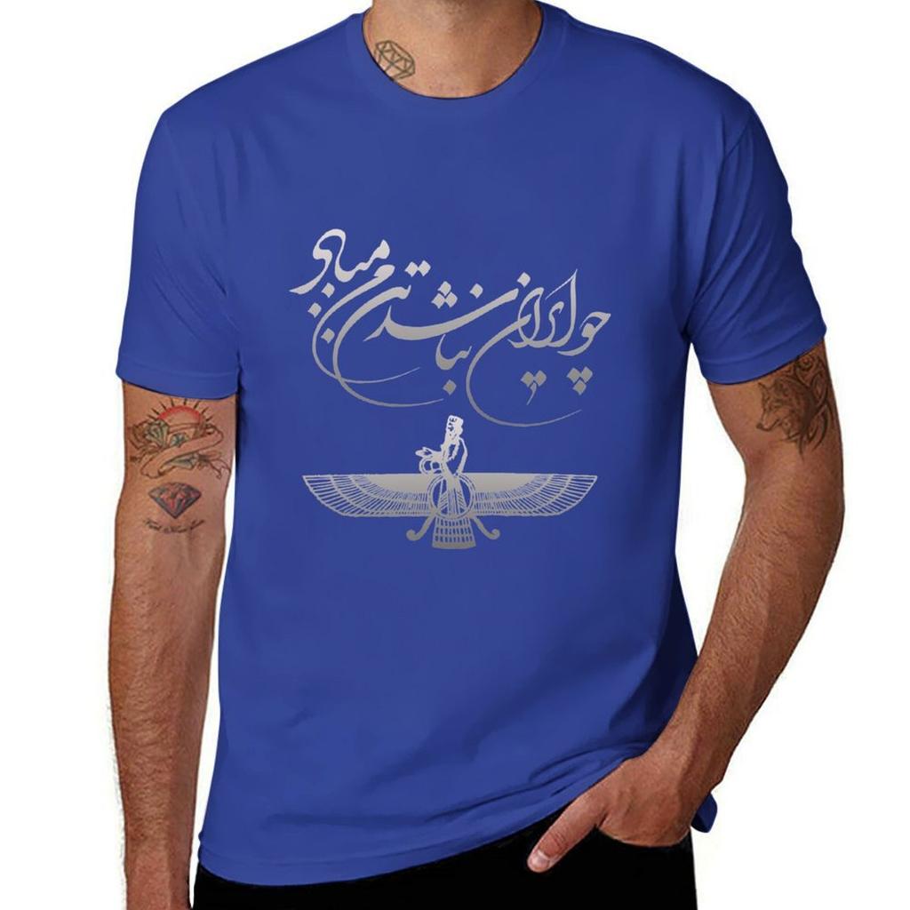 Ferdowsi and Faravahar (symbols of Persia) T-Shirt Sublime Korean Fashion Heavyweights Tops Big and Tall T Shirts for Men