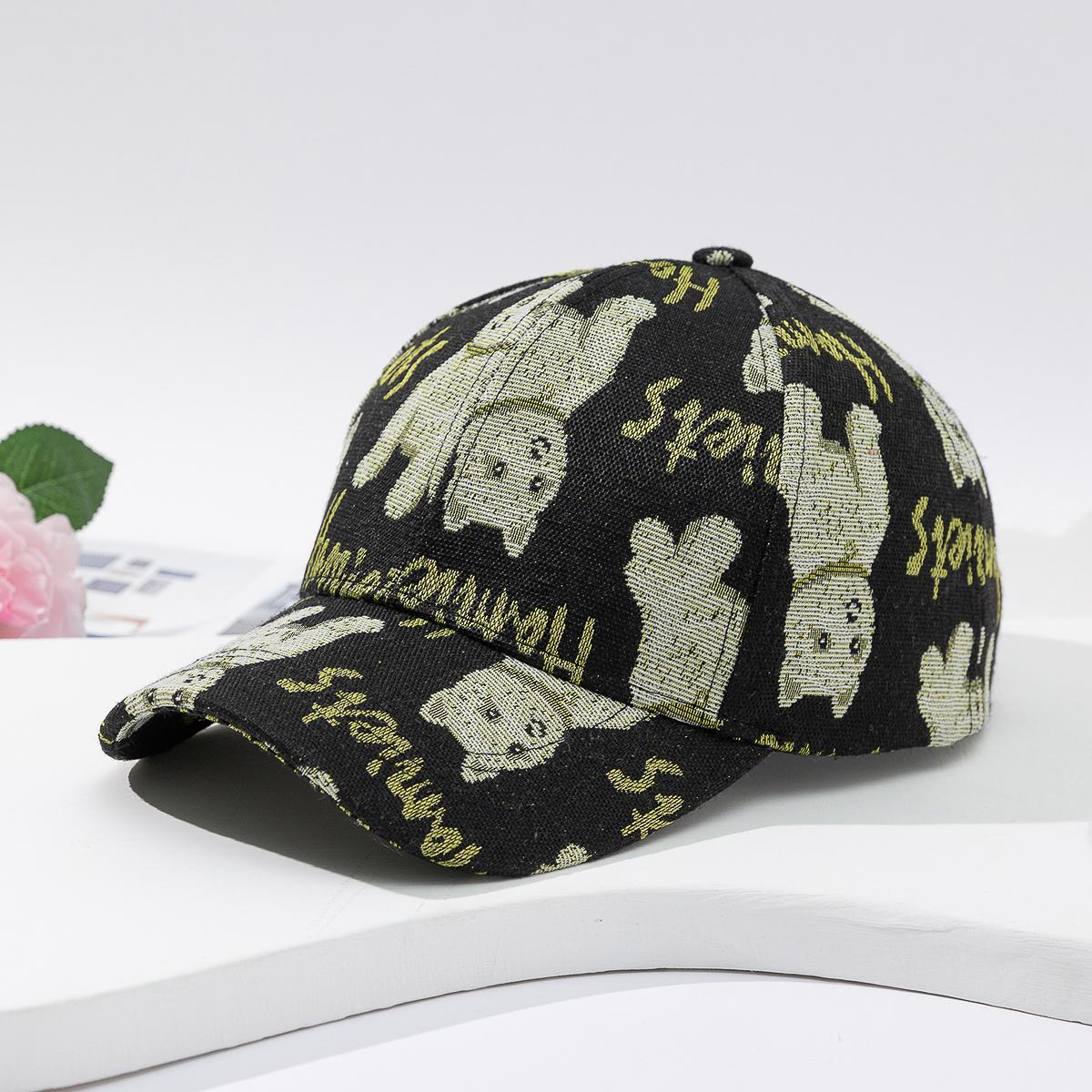 Freedom Outdoors Women's Korean Ins-Style Hard-Top Baseball Caps With Cute Animal Prints, Couple Style, Daily Trendy And Versatile Sunshade Baseball Caps Cm