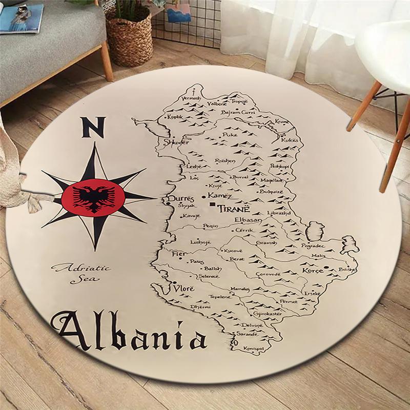 

Republic of Albania Round Area Rug,Carpet Rug for Living Room Bedroom Sofa Playroom Decor,Non-slip Floor Mat 80cmx80cm