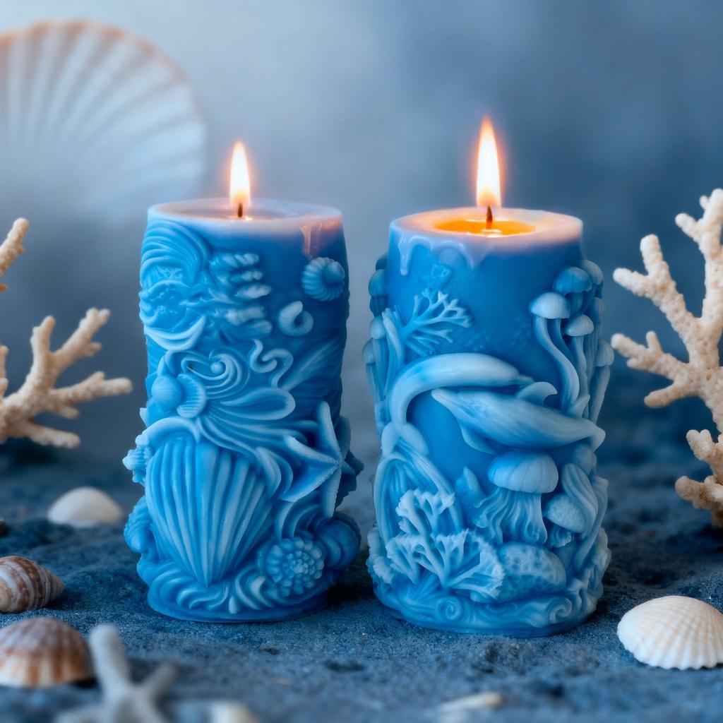 Marine Jellyfish Candle Mold High-Quality Ocean Silicone Candle Mold Cylindrical Aroma Candle Mold Marine-Themed For Gifts