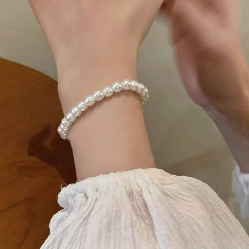 Broken Silver~ Moonstone Pearl Bracelet Women'S Light Luxury Niche Exquisite Bracelet Cold Wind Girlfriend Jewelry