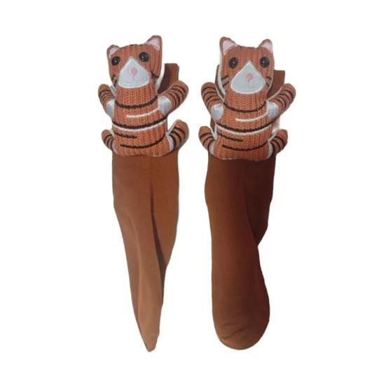 3D Animal Knitted Socks Warm Cute Crew Socks Hand Crocheted Animal Doll Floor Socks Holiday Birthday Gift for Women Girls