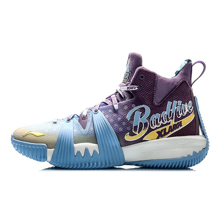 

XLARGE x Li Ning Badfive 1 Mid top Basketball Shoes Men s Purple Blue White ABFQ005-11 41