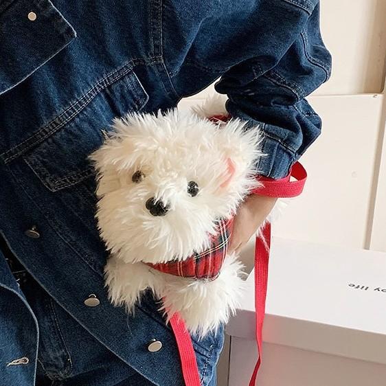 Cute Cute Girl Plush Puppy Doll Bag Women's 2025 New Autumn and Winter Versatile Messenger Bag Doll Bag