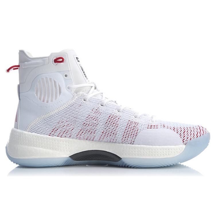 Li Ning YuShuai 13 Boom Slip Resistant, Abrasion Resistant, Lightweight High Top Basketball Shoes Men's White Red ABAP031-1