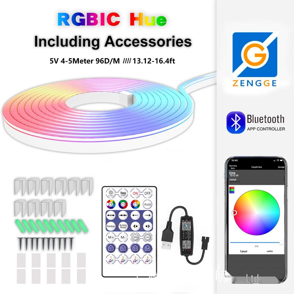 5V Dream Color Neonlichtstreifen mit USB, Bluetooth-App & Musik-Soundsteuerung für DIY-Formen