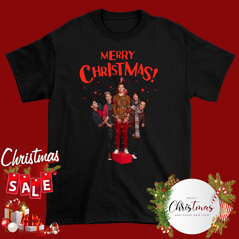 Merry Christmas One Direction Black Shirt Full size S-5XL Xmas Gift DM791 Unisex T-Shirt L