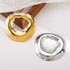 Vintage Stainless Steel Round Irregular Brooch for Women Exquisite Metal Circle Geometric Brooch Suit Accessories Zircon Gift