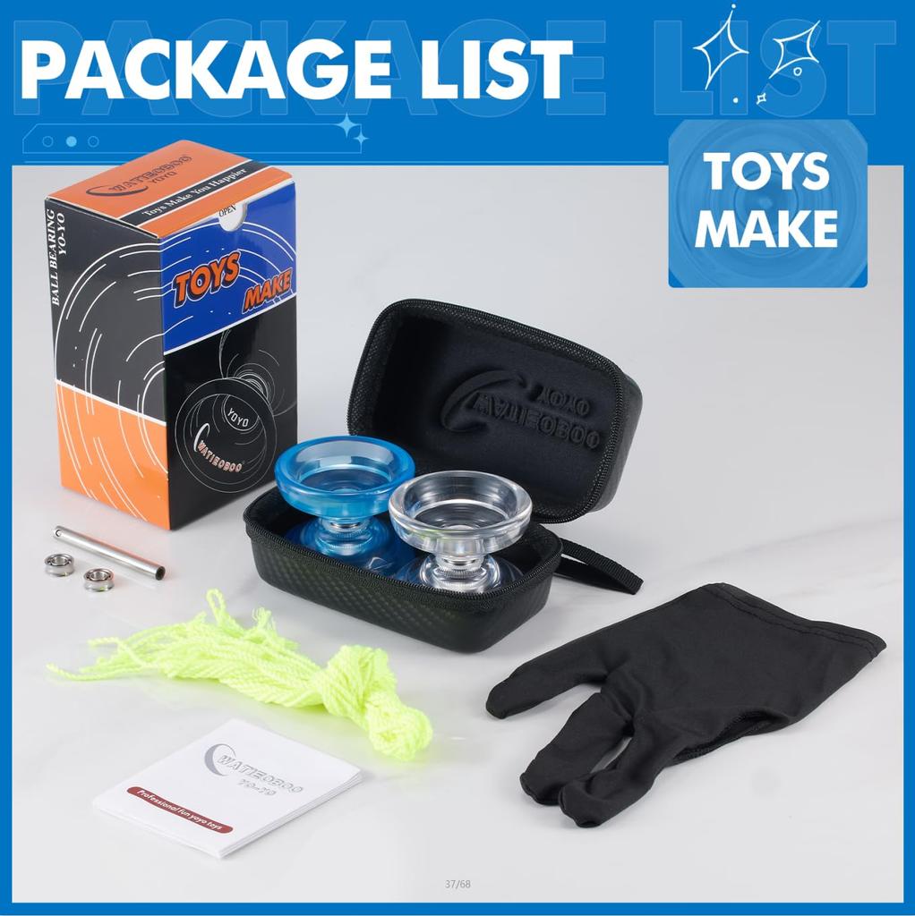 WATIEOBOO YOYO P02 Yoyo 2PCS Dual Mode Yoyo Responsive Yoyo and Yoyo Kit Crystal Yoyo and Blue Crystal Yoyo Finger Spin Yoyo for Adults Yoyo for Kids