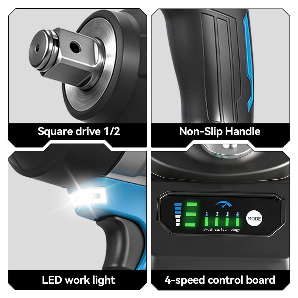 ONEVAN Torque Brushless Electric Impact Wrench 3/4 Inch 8 Gears Cordless Wrench Power Tools For Makita 18V Battery