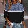 Lässiges Stehkragen Langarm Regular Fit Digitaldruck Damen Oberteil Sweatshirt Trendiges Design Bequeme Alltagskleidung für Damen