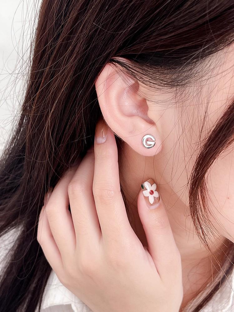 Sterling Silver S925 Unique Letter Stud Earrings for Women - Niche Fashion, Temperament, and Personality Design.