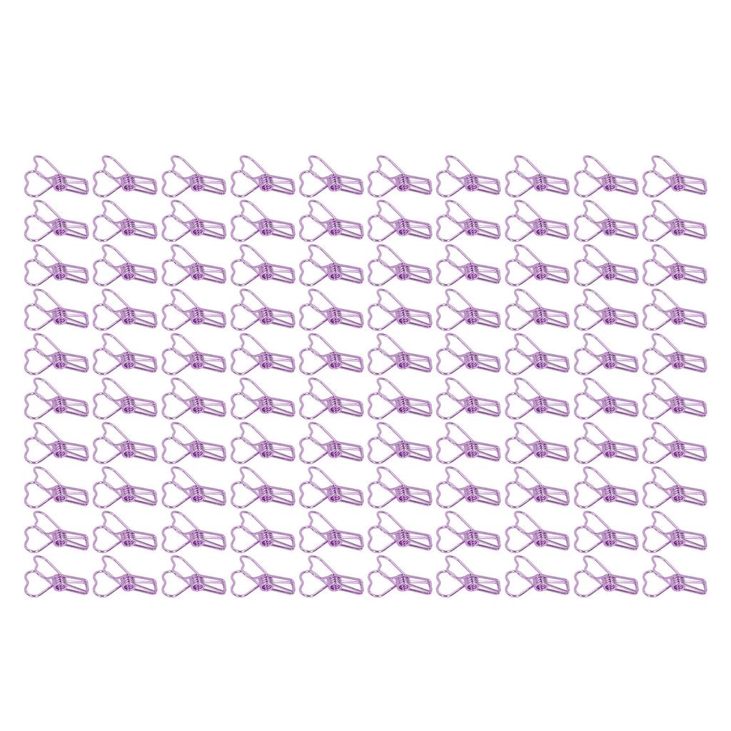 100 Pcs Binder Clips Hollow Heart Shape Strong Clamping Force Metal Small Binder Clips for Office