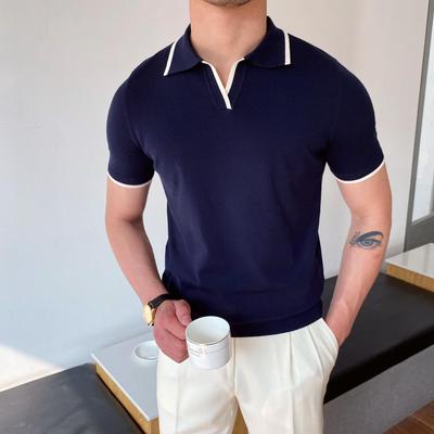 Pánská polokošile Slim Fit Light Luxury - Prodyšná, Módní, Pletená, Krátký rukáv, Letní styl