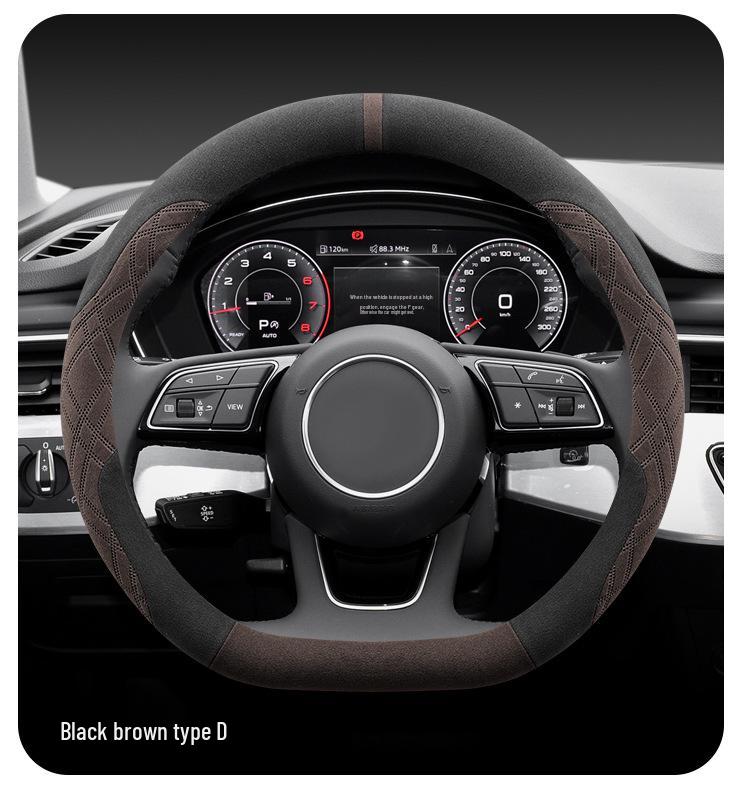 Ultra-Thin Suede Steering Wheel Cover for Geely Galaxy E8: Non-Slip, Sweat-Absorbing, Perfect for Autumn and Winter.