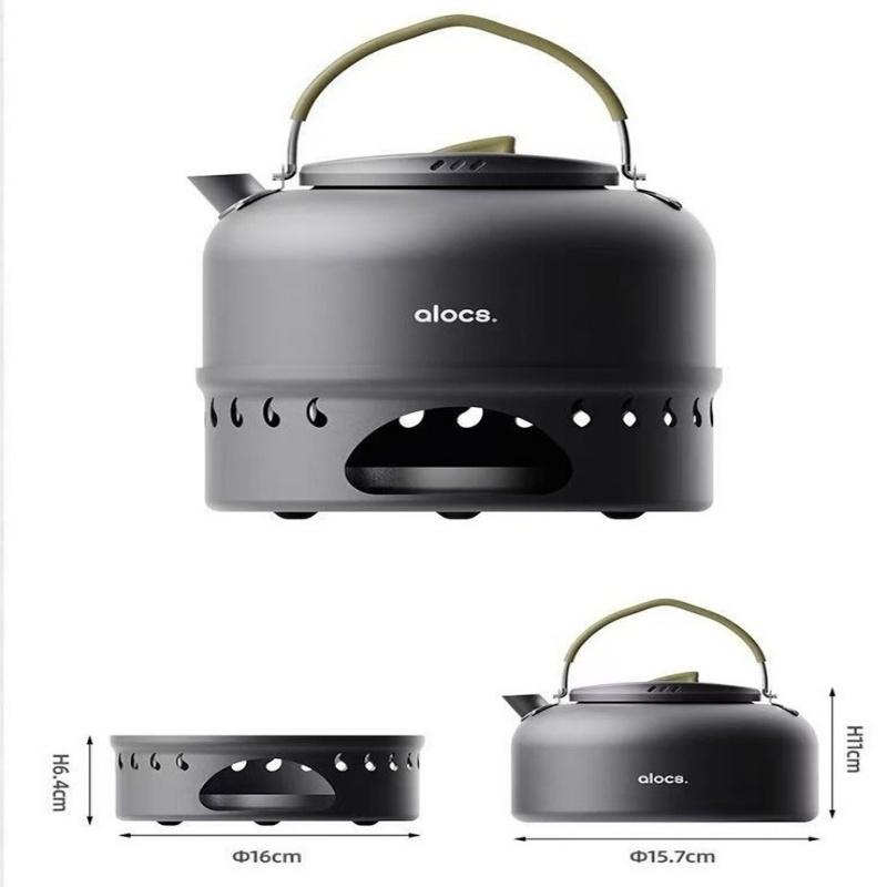 

ALOCS Ветрозащитный походный чайник объемом 1,4 л с вентиляционным отверстием Taiji и встроенной плитой, 190 г, анодированное покрытие для альпинизма 16.1*16.1*15cm чёрный