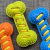 Dog Bone Toy Squeaky Chew Toy Textured Rubber Bone Safe Teeth Cleaning Toy for Teething Puppies And Large Dogs Oral Care