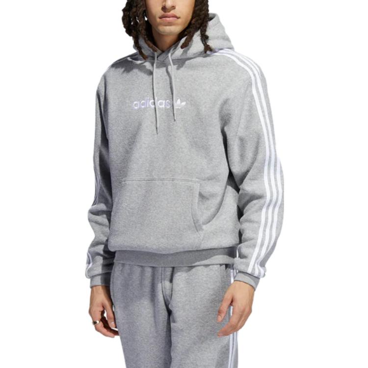 Adidas Solid Color Hoodie Long Sleeve Sweatshirt Men Tops Gray H31237