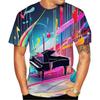 Men's Music Symbol 3D Printed T-shirt, High-definition Shirt with Note Pattern, Street Style, Casual, Neutral, Summer New Fashio
