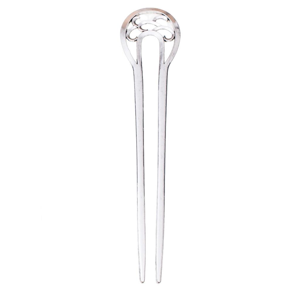 

1 шт. Классическая металлическая U-образная шпилька для волос, винтажные палочки для волос, вилки, 2 зубца, шиньон, аксессуар для женских причесок для девочек серебряный