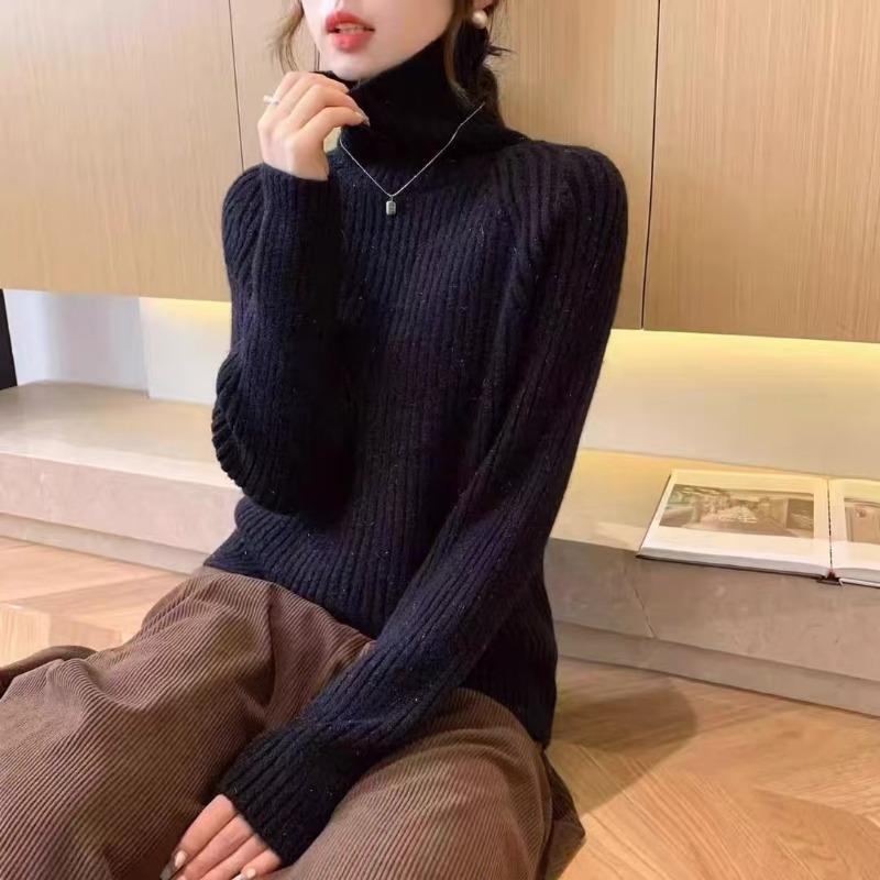 Lazy Wind Soft Waxy Loose Turtleneck Pullover Women's Autumn and Winter New Thin Versatile Knitted Bottoming Shirt Top