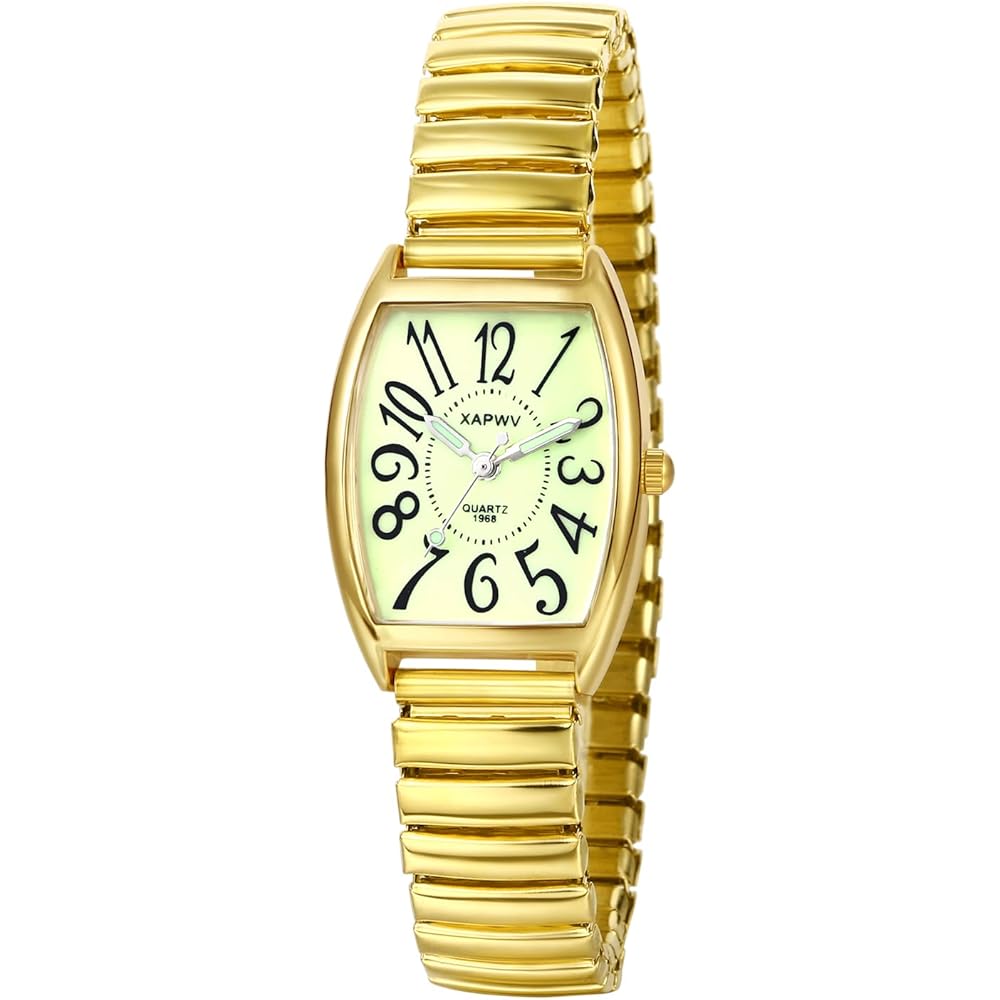 Couple s Stainless Steel Analog Watch Square Waterproof Adjustable Length Quartz Fashion Watch Gold