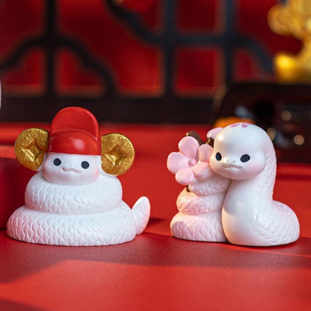 6pcs Chinese Style New Year Snake Figurine Cartoon Mini Snake Ornament  Birthday Party Gift