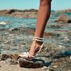 Women's Butterfly Pearl Rhinestone Pointed Toe Crystal Heel Sandals