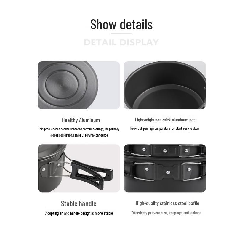 Hanlu DS-310 Przenośny Zestaw Naczyń i Czajnik na Kemping Outdoor