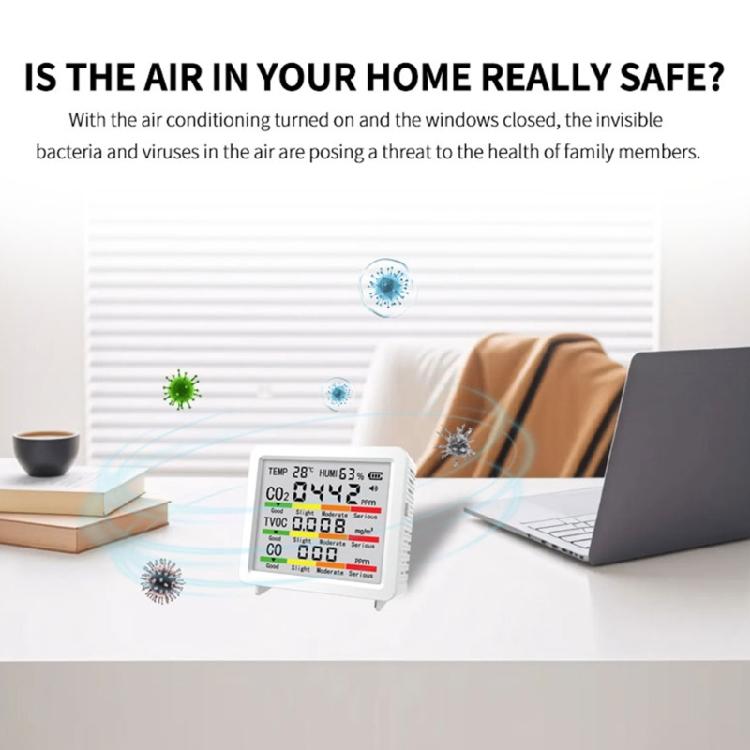 Multifunctional Gas Analyzers Air Quality Monitor Featuring 4Inch Screen Temperature,Humidity CO CO2 TVOC Monitor