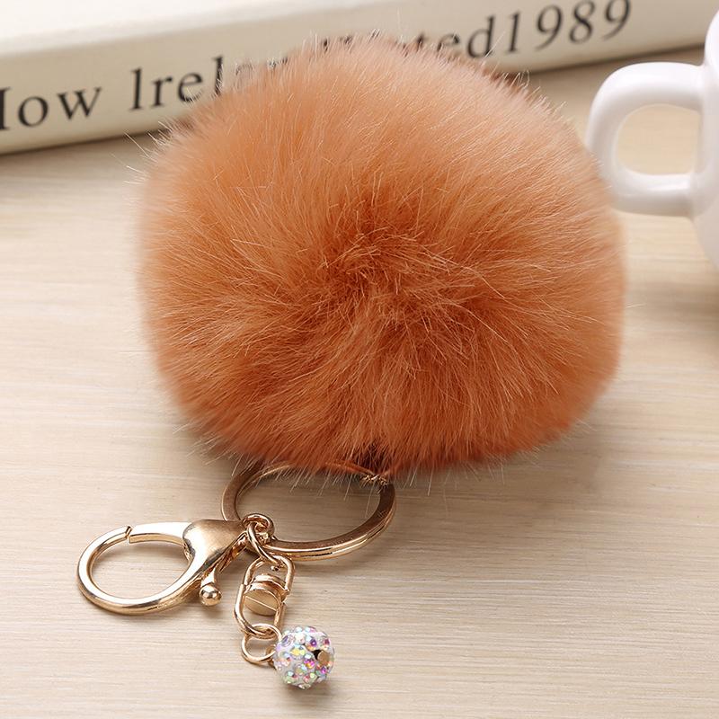 Cute Fluffy Fur Pompom Keychain Soft Faux Rabbit Fur Ball KeyChain Car KeyRing Women Charm Bag Pearl Pompom Pendant Jewelry